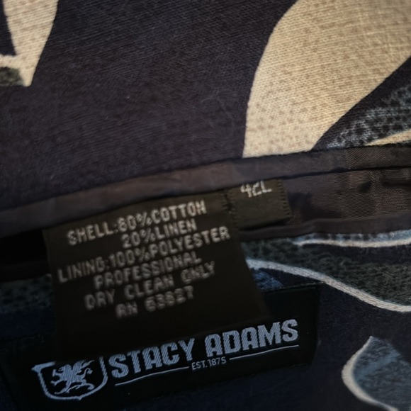 Stacy Adams Men’s Blue Green Floral Tropical Hawaiian Blazer Coat size 42L - Picture 4 of 6